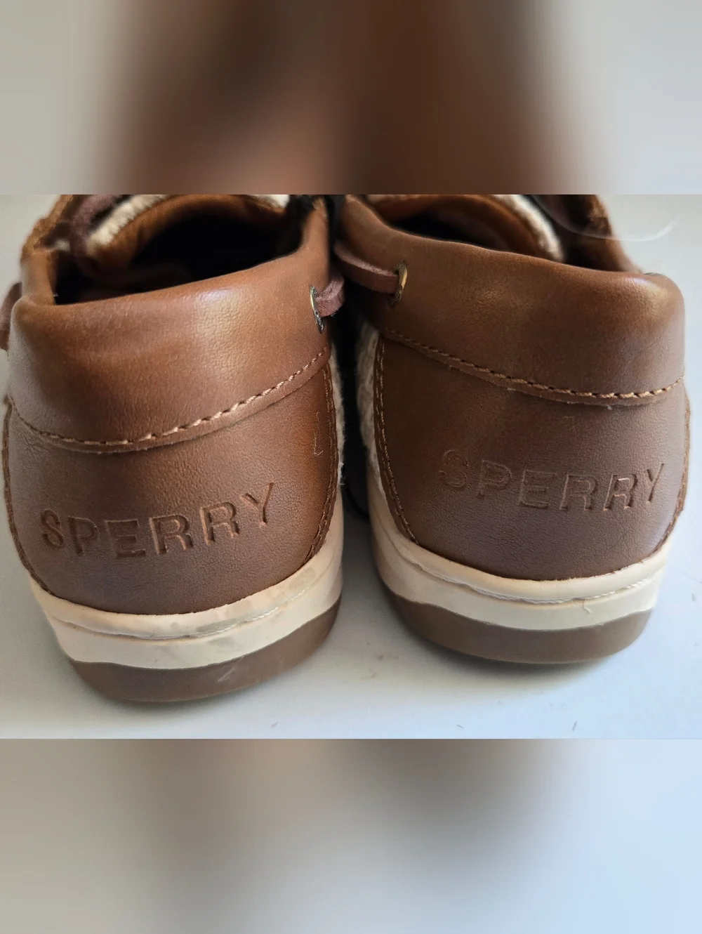 Sperry Halefish Boat Shoes Womens 6 Linen Leather Brown Nautical Comfort Casual - Picture 5 of 10